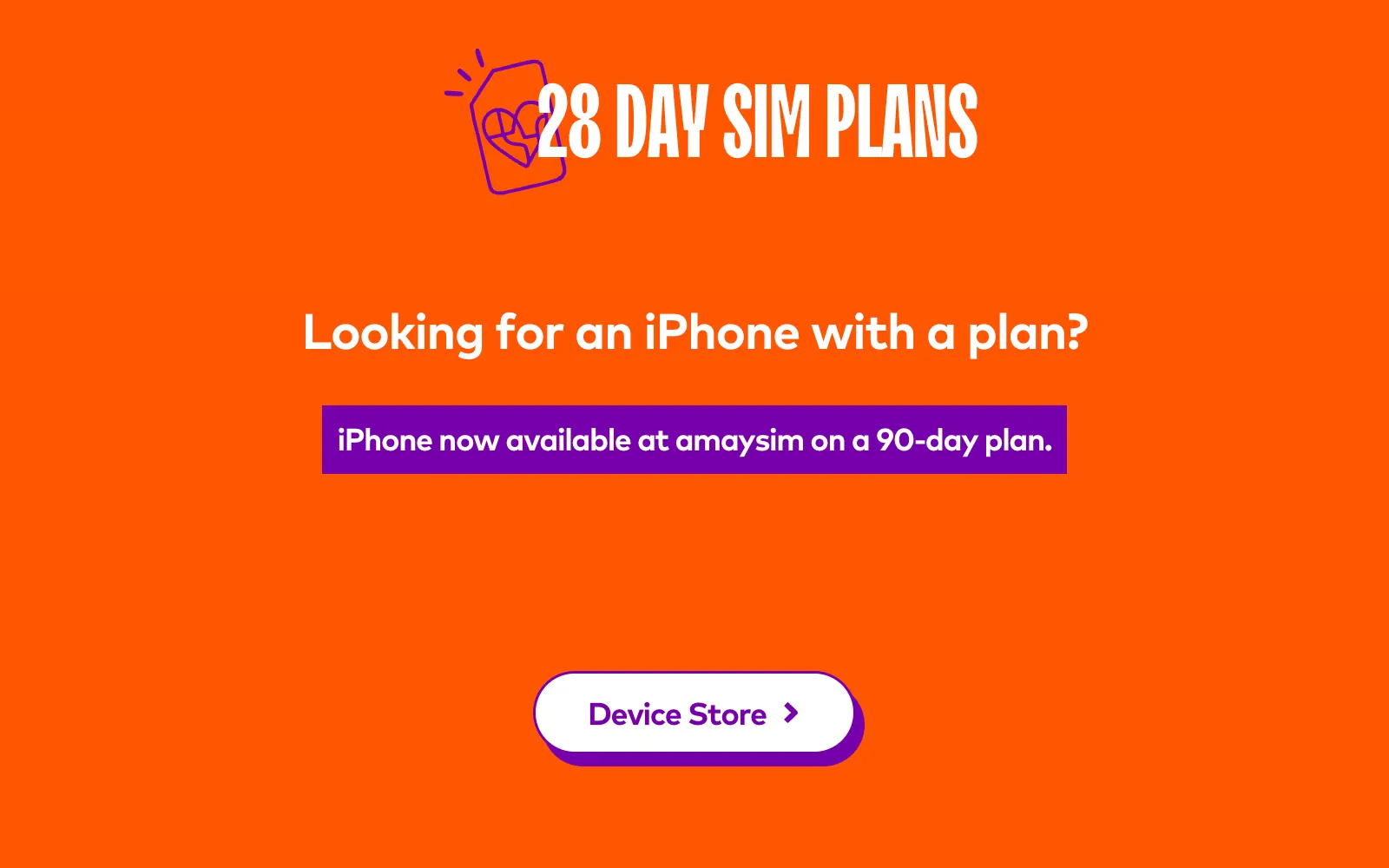 The amaysim SIM plans page after the re-platform