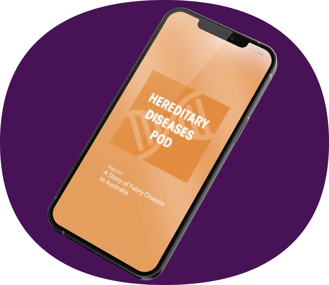 Sanofi Hereditary Diseases podcast shown on a mobile phone