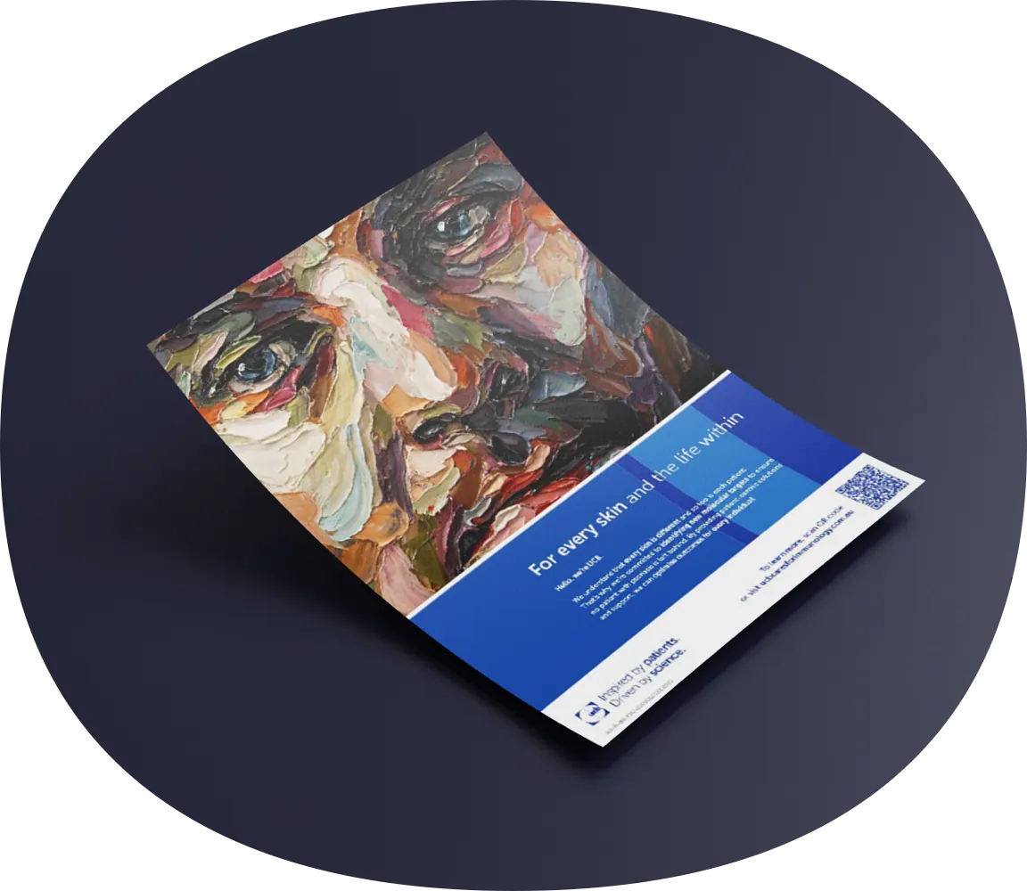 UCB patient-centric campaign featuring a painted portrait