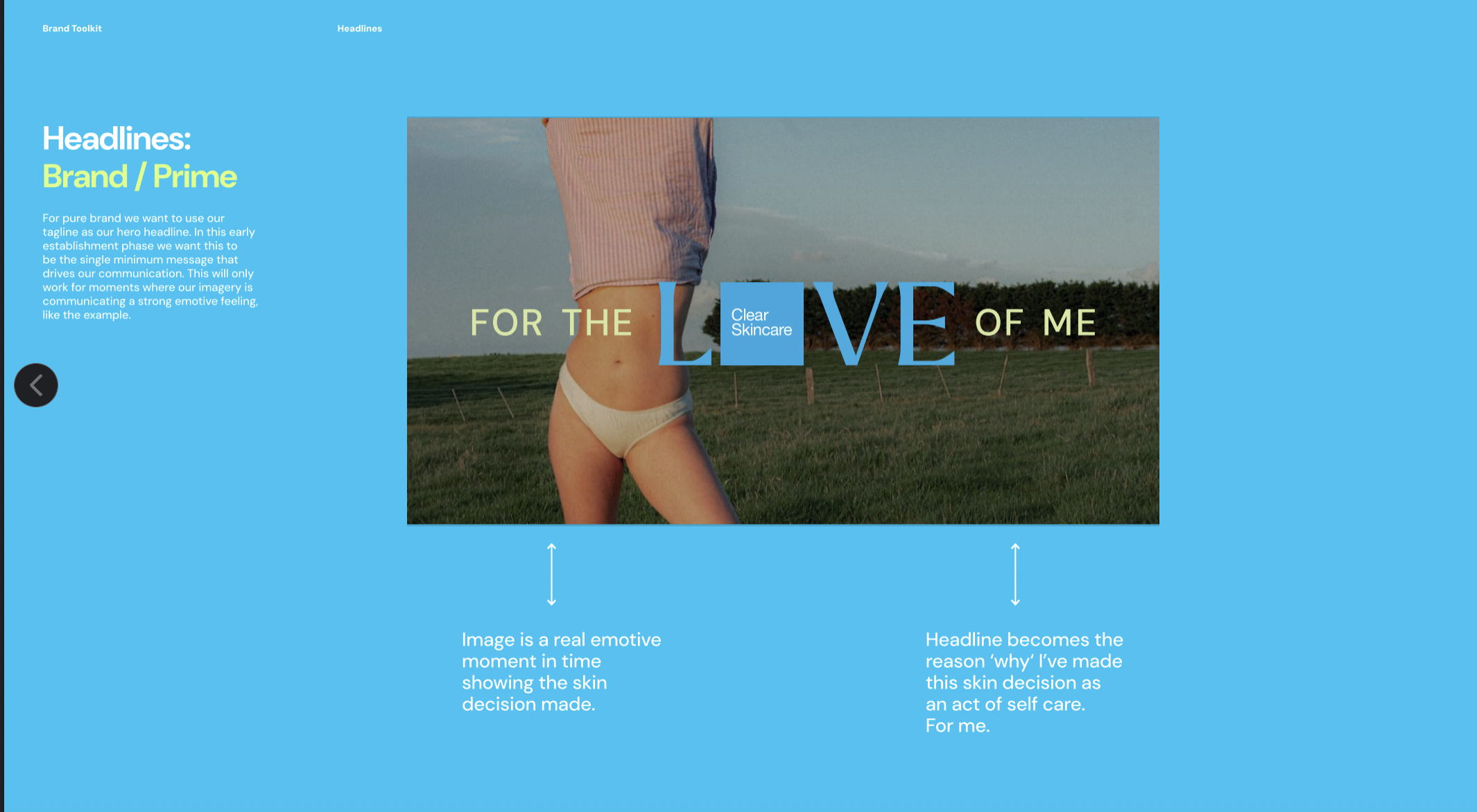 Clear Skincare brand headline system