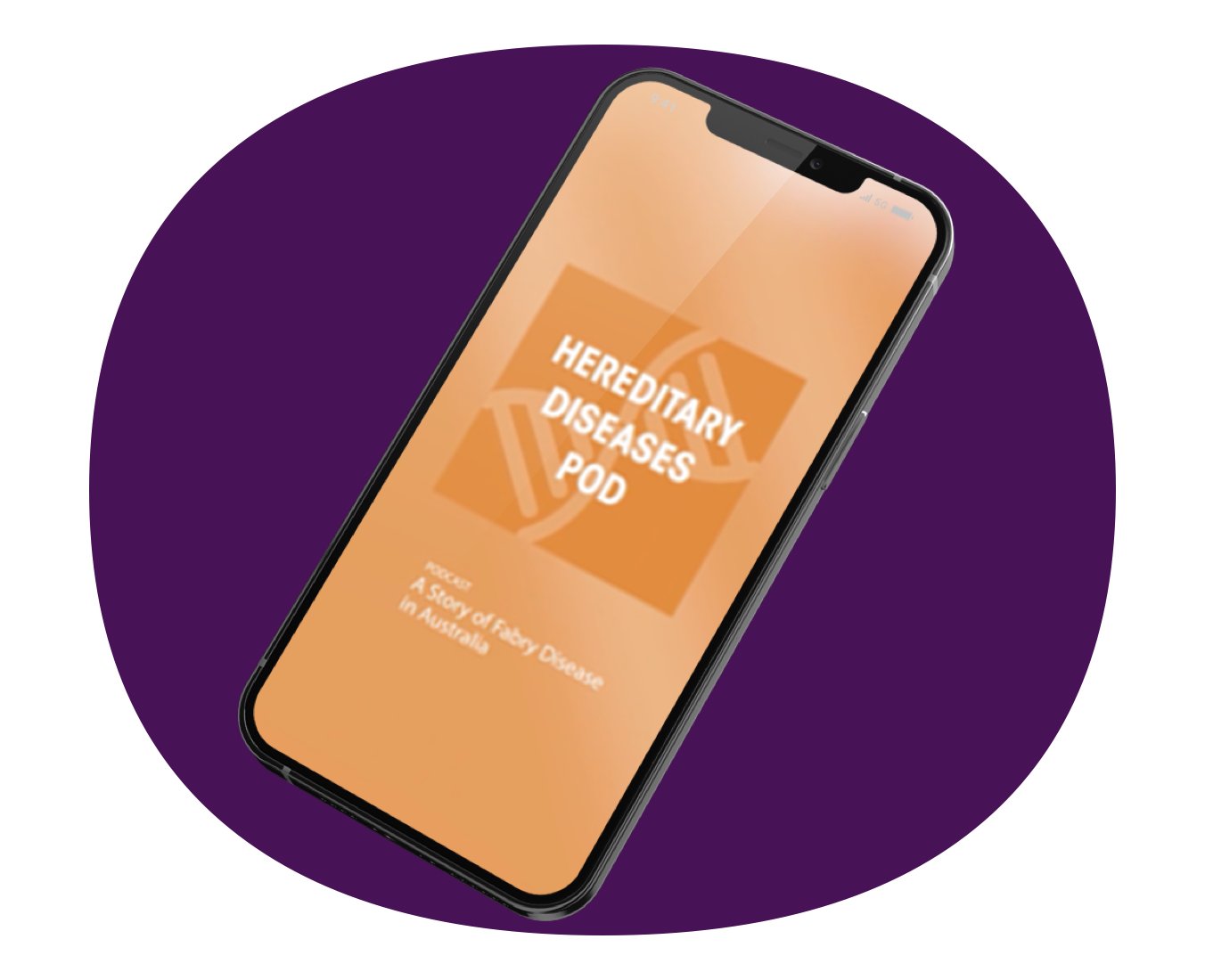 Sanofi Hereditary Diseases podcast shown on a mobile phone